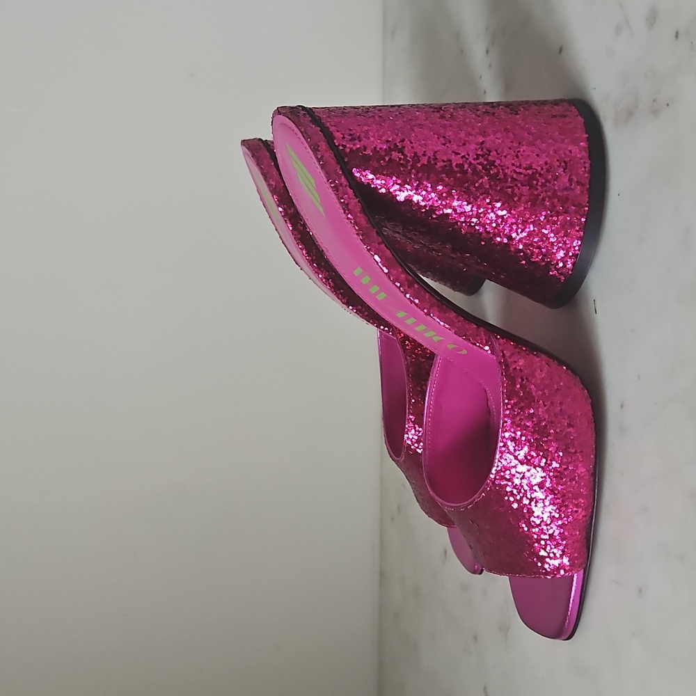THE ATTICO:  Glitter Devon Fuchsia Heels